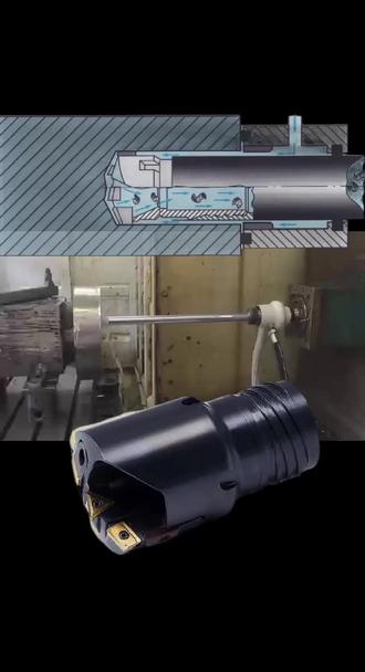 噴吸鉆-內排銷結構 轉接刀柄實現臥加深孔加工.#cnc加工中心 #噴吸鉆